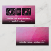 ターンテーブル |マゼンタの背景 |スパークル 名刺 (正面/裏面)