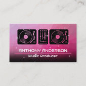 ターンテーブル |マゼンタの背景 |スパークル 名刺 (正面)