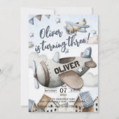 ターン3子供の誕生日招待状 招待状 (正面)