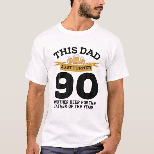 ターン90ビール飲みパパ90th父誕生日G Tシャツ (正面)