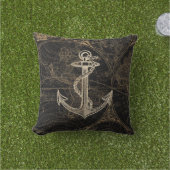 タ航海のンいかりオンブラックヴィンテージワールドマップ アウトドアクッション (芝生)