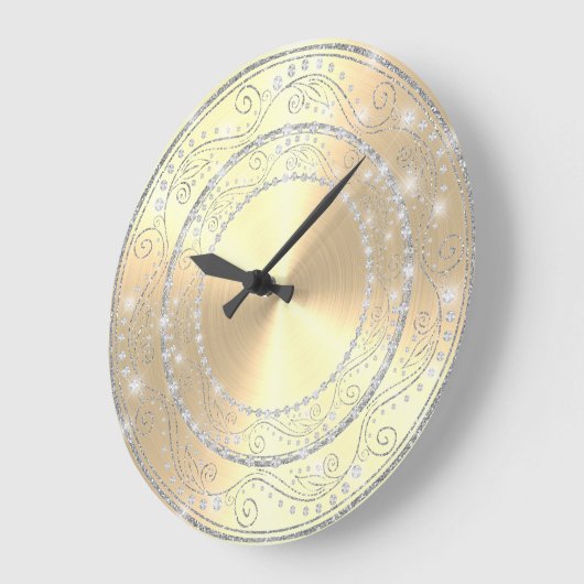 ダきらきら光るイエレガントヤモン結婚ズゴールデンズギフトラージC ラージ壁時計 (傾斜)