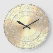 ダきらきら光るイエレガントヤモン結婚ズゴールデンズギフトラージC ラージ壁時計 (正面)