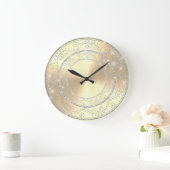 ダきらきら光るイエレガントヤモン結婚ズゴールデンズギフトラージC ラージ壁時計 (ホーム)