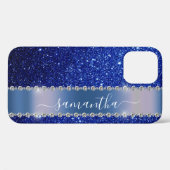 ダイきらきら光るヤモンドグリッター書道名ネービーブルー Case-Mate iPhoneケース (裏面 (横))