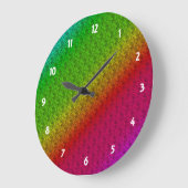 ダイアグレインボーグラデーション花模様赤緑 ラージ壁時計 (傾斜)