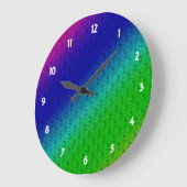ダイアグレインボーグラデーション花模様青緑 ラージ壁時計 (傾斜)