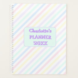 ダイアゴナルキャンディストライプパステルレインボーカラーズイヤー プランナー手帳