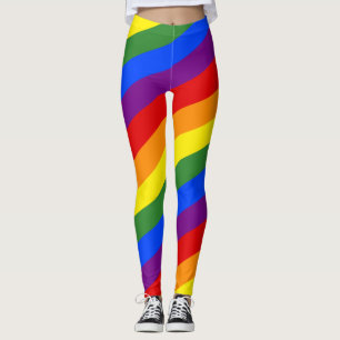 ダイアゴナルレインボーストライププライドLGBTレギンス レギンス