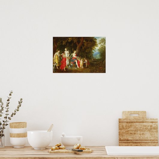 ダイアナと彼女の乙女,狩り後, 1626 ポスター (キッチン)