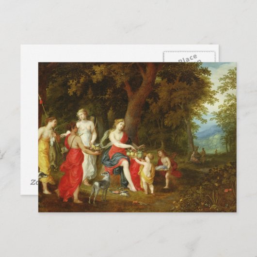 ダイアナと彼女の乙女，狩り後， 1626 ポストカード (正面/裏面)