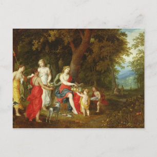 ダイアナと彼女の乙女,狩り後, 1626 ポストカード