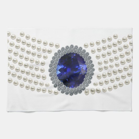 ダイアナのサファイアのチョークバルブのネックレス キッチンタオル (横)