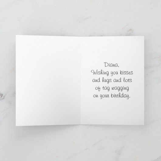 ダイアナのハッピーバースデーの金落書きの子犬 カード (内部)