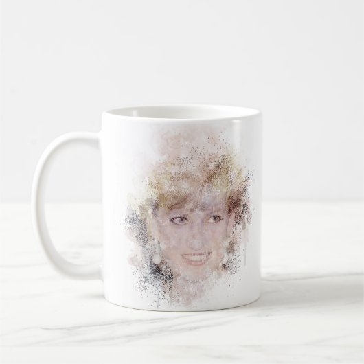 ダイアナザピープルプリンセスウォーターカラーポートレートCo コーヒーマグカップ (左)