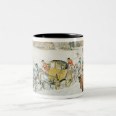 ダイアナ木の結婚式: 教会から戻ること ツートーンマグカップ (中央)