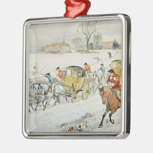 ダイアナ木の結婚式: 教会から戻ること メタルオーナメント (左)