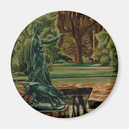 ダイアナ・アルテミス彫刻inガーデン マグネット (正面)