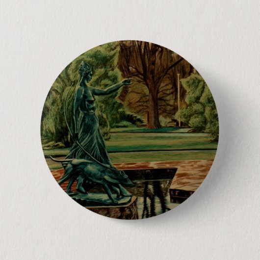 ダイアナ・アルテミス彫刻inガーデン 缶バッジ (正面)