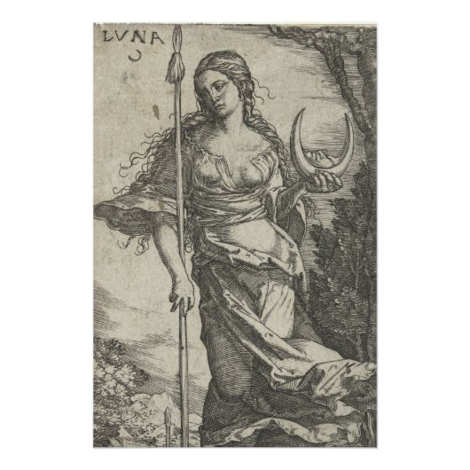 ダイアナ・ルナ ヴィンテージ イラスト 光沢 ポスター (正面)