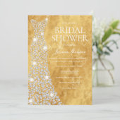 ダイアモきらめくンドス結婚ドレスゴールデングリッター 招待状 (スタンド正面)
