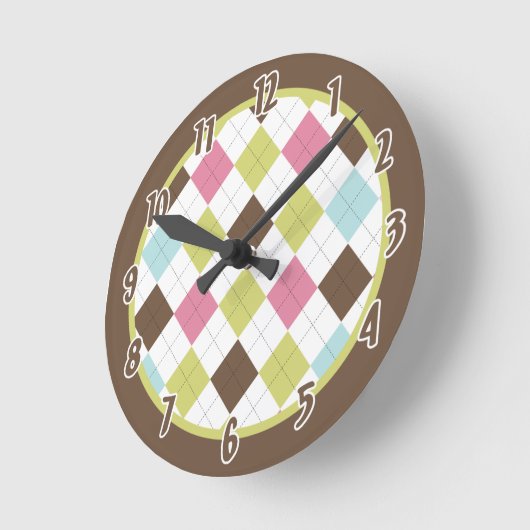 ダイアモアーガイルンドシールプリントパーソナライズされた時計 ラウンド壁時計 (傾斜)