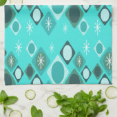 ダイアモンオバルズスターバストターコイズ キッチンタオル (折り畳み)