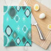 ダイアモンオバルズスターバストターコイズ キッチンタオル (四つ折り)