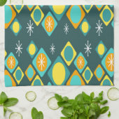 ダイアモンオバルズスターバストティール（緑がかった色） キッチンタオル (折り畳み)