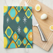 ダイアモンオバルズスターバストティール（緑がかった色） キッチンタオル (四つ折り)