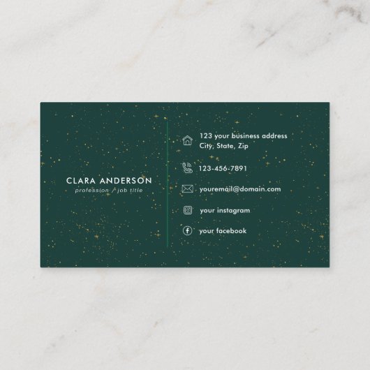 ダイアモンズエメラルドアガテイニシャルCレターモノグラム 名刺 (裏面)