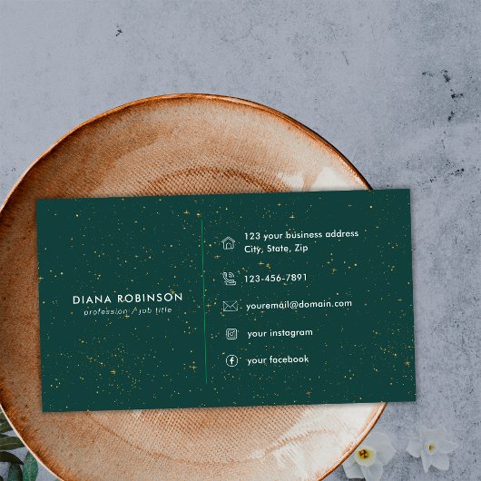 ダイアモンズエメラルドアガテイニシャルDレターモノグラム 名刺