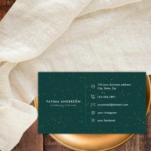 ダイアモンズエメラルドアガテイニシャルFレターモノグラム 名刺