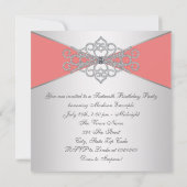 ダイアモンズエレガントコーラルスウィート16バースデーパーティー 招待状 (裏面)