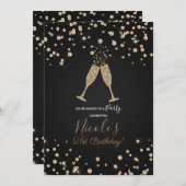 ダイアモンズシャンパントーストモダンーバースデーパーティー 招待状 (正面/裏面)