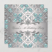 ダイアモンズシルバーブルーすべての行事パーティの招待状 招待状 (正面/裏面)