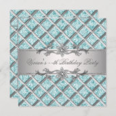 ダイアモンズシルバーブルーすべての行事パーティの招待状 招待状 (正面/裏面)