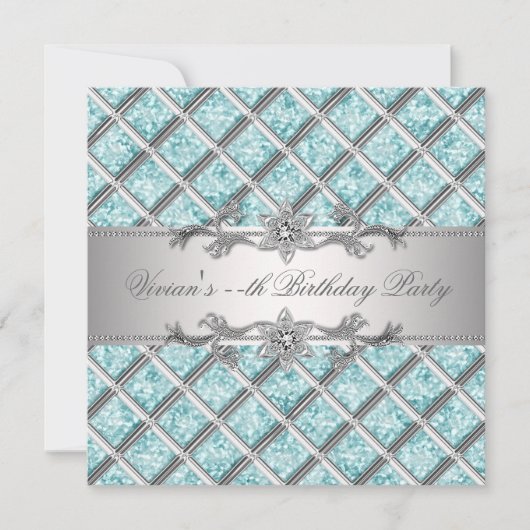 ダイアモンズシルバーブルーすべての行事パーティの招待状 招待状 (正面)