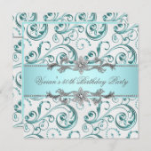 ダイアモンズシルバーブルーすべての行事パーティー 招待状 (正面/裏面)