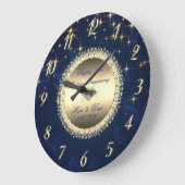 ダイアモンズスターズNavy 結婚 Blue 50周年 ラージ壁時計 (傾斜)