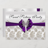 ダイアモンズダマスクとバタフライSweet sixteen 招待状 (正面/裏面)