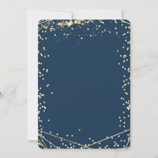 ダイアモンズネイビーブルー金ゴールド40th誕生日パーティー 招待状 (裏面)