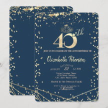 ダイアモンズネイビーブルー金ゴールド40th誕生日パーティー