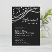 ダイアモンズパールエレガント白黒ブライダルシャワー 招待状 (スタンド正面)