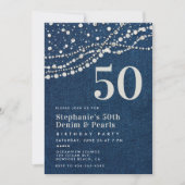 ダイアモンズパールジーンズエレガントクラッシー50誕生日 招待状 (正面)