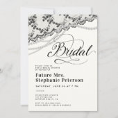 ダイアモンズパールスレースブラックアイボリーブライダルシャワー 招待状 (正面)