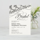 ダイアモンズパールスレースブラックアイボリーブライダルシャワー 招待状 (スタンド正面)