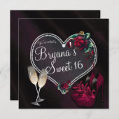 ダイアモンズパールズダークハートハイヒールズスウィート16 招待状 (正面/裏面)
