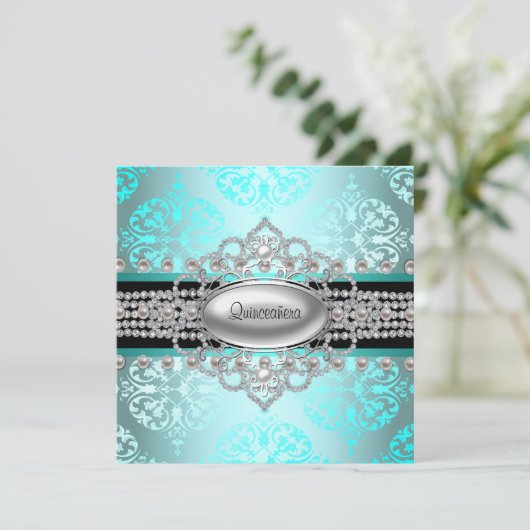 ダイアモンズパールティール(緑がかった色)ブルーキンセアニェラ 招待状 (スタンド正面)