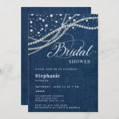 ダイアモンズパールデニムクラエレガントシーブライダルシャワー 招待状 (正面/裏面)